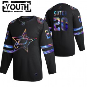 Camisola Dallas Stars Ryan Suter 70 2021-22 Preto holográfico iridescente Authentic - Criança